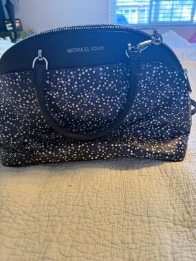 Michael Kors Black Star-Print Satchel
